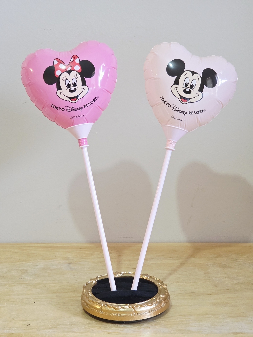 Tokyo Disney Resort Minnie & Mickey Heart Pink Balloon Sticks
